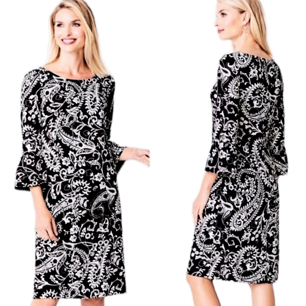 NWOT Talbots Paisley Print Bell Sleeve Shift Dress